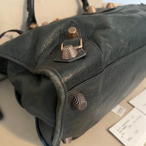 Authentic Balenciaga Work Leather Bag - 2011 Anthracite G21 Rose Gold Hardware - Picture 7 of 16